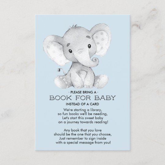 Elephant Baby Shower Book For Baby Card Zazzle Com