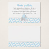 Elephant Baby Shower Book Request Card Blue Gray (Front & Back)