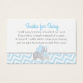 Elephant Baby Shower Book Request Card Blue Gray (Front)
