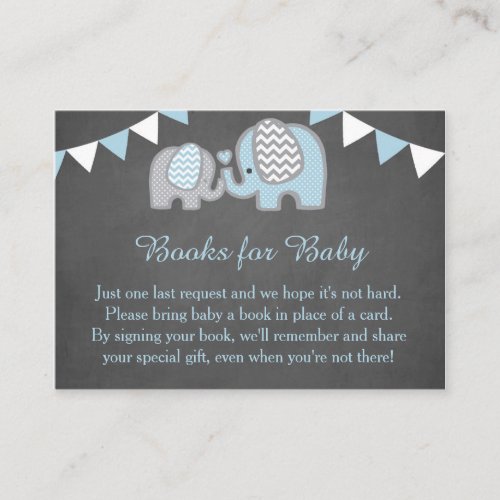 Elephant Baby Shower Book Request Card Boy