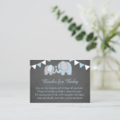 Elephant Baby Shower Book Request Card Boy (Standing Front)