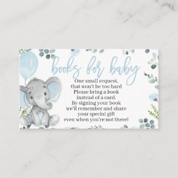 Elephant Baby Shower Book Request Card For A Boy by PartyPrintery at Zazzle