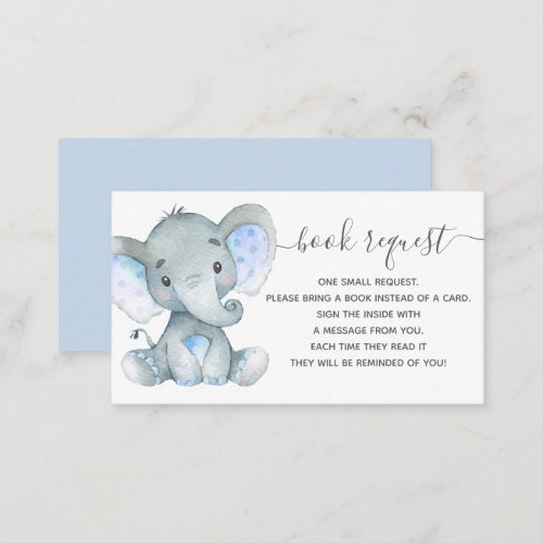 Elephant Baby Shower Book Request Enclosure Card