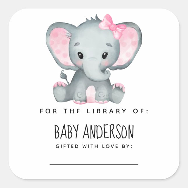 Elephant Baby Shower Bookplate  (Front)