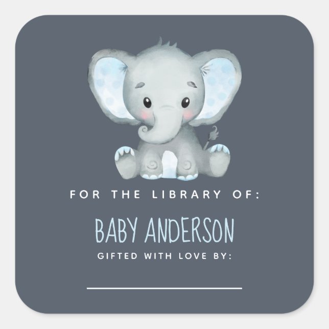  Elephant Baby Shower Bookplate  (Front)