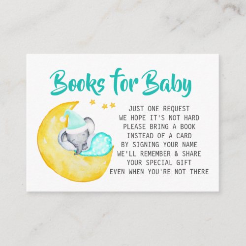Elephant Baby Shower Books for Baby Enclosure Card