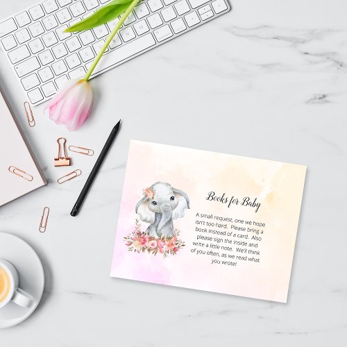 Elephant Baby Shower Books For Baby Enclosure Card