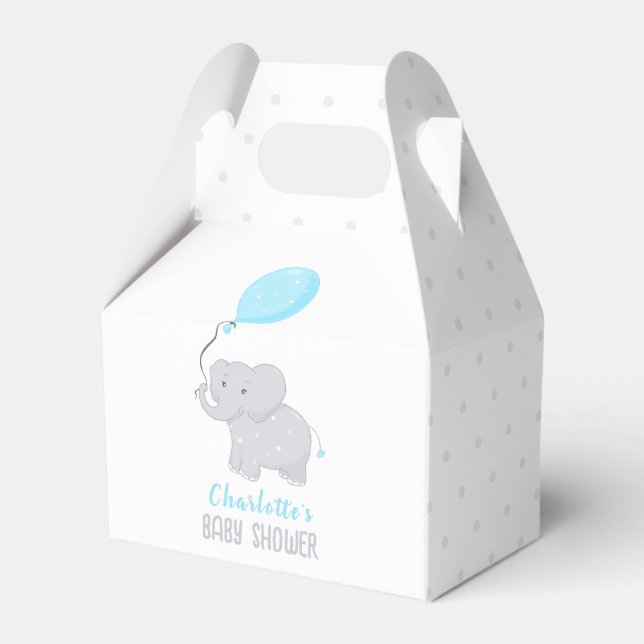 Elephant Baby Shower Boy Cute Favor Box (Front Side)