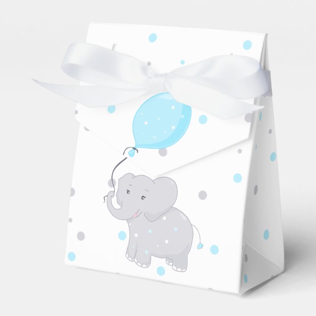 Elephant Baby Shower Boy Cute Favor Box (Front Side)