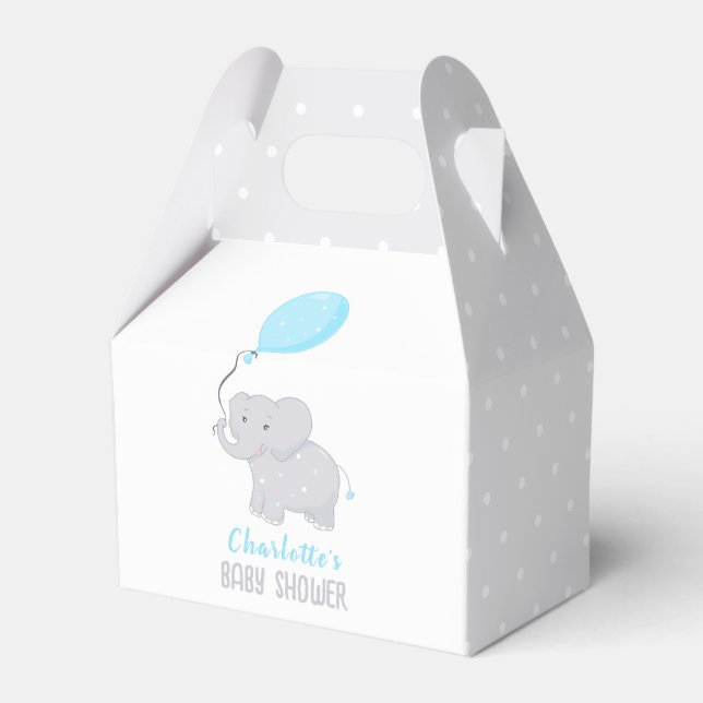 Elephant Baby Shower Boy Cute Favor Box (Front Side)