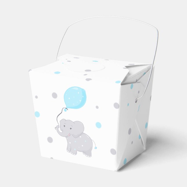 Elephant Baby Shower Boy Cute Favor Box (Front Side)