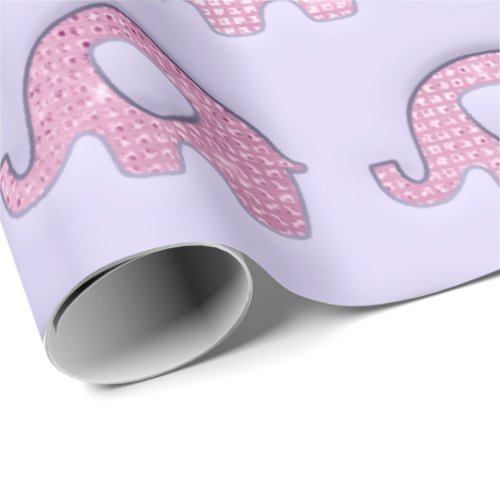 Elephant Baby Shower Boy Girl Pink Purple Lavender Wrapping Paper