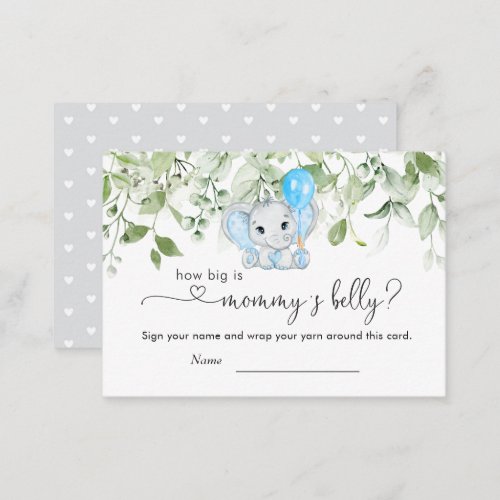 Elephant Baby Shower Boy How Big Is Mommys Belly Enclosure Card