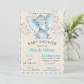 Elephant Baby Shower Boy Invitation (Standing Front)