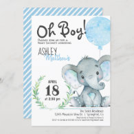 Elephant Baby Shower Boy Invitation