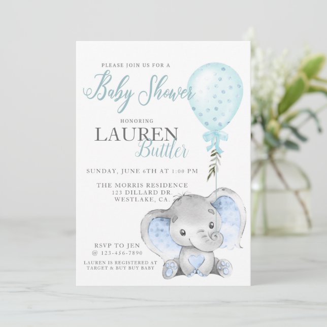 ELEPHANT, BABY SHOWER, BOY SHOWER, ITS A BOY (Standing Front)