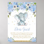 Elephant Baby Shower Boy Thumbprint Guestbook Sign