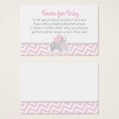 Elephant Baby Shower Bring a Book Card Pink Gray (Front & Back)