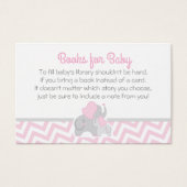 Elephant Baby Shower Bring a Book Card Pink Gray (Front)