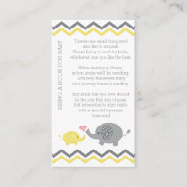 Elephant Baby Shower Bring a Book Insert | Yellow