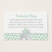 Elephant Baby Shower Bring a Book Mint Green Gray (Front)