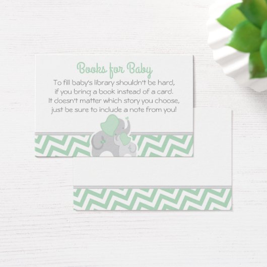 Elephant Baby Shower Bring a Book Mint Green Gray (Desk)