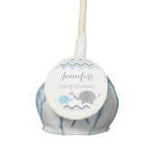 Elephant Baby Shower Cake Pops | Blue Gray Chevron (Front)