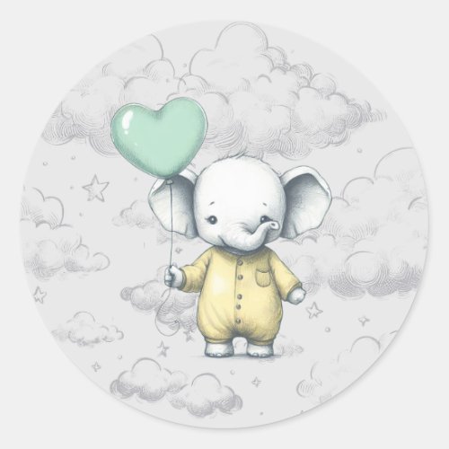 Elephant Baby Shower Classic Round Sticker