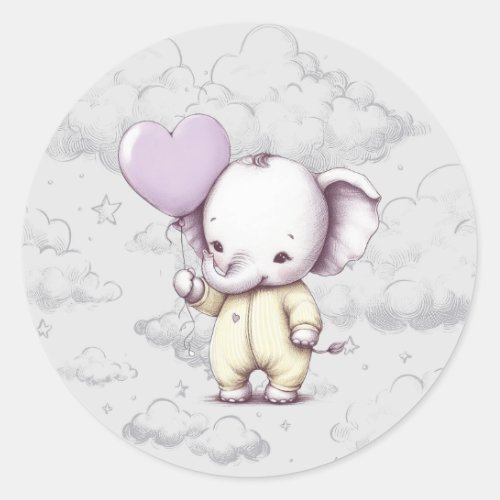 Elephant Baby Shower Classic Round Sticker