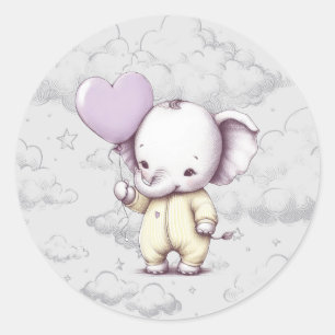 Elephant Baby Shower Classic Round Sticker