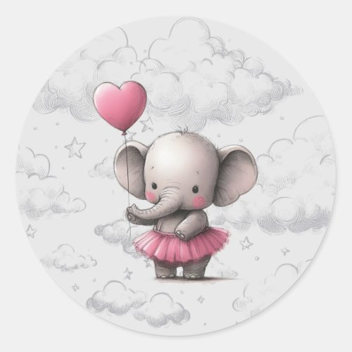 Elephant Baby Shower Classic Round Sticker