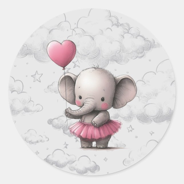 Elephant Baby Shower Classic Round Sticker (Front)