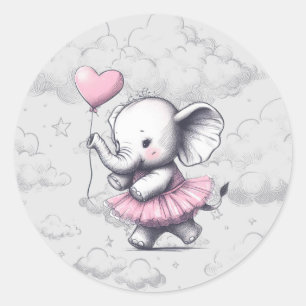 Elephant Baby Shower Classic Round Sticker