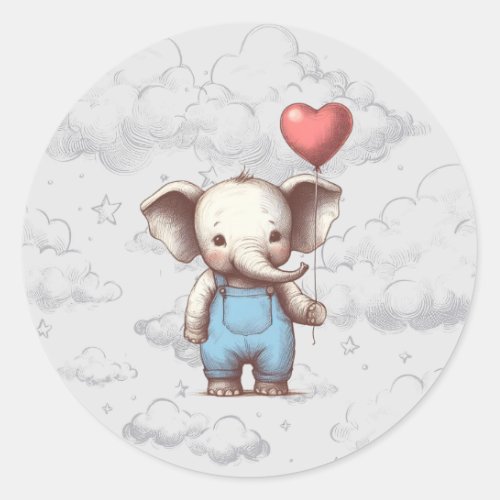 Elephant Baby Shower Classic Round Sticker