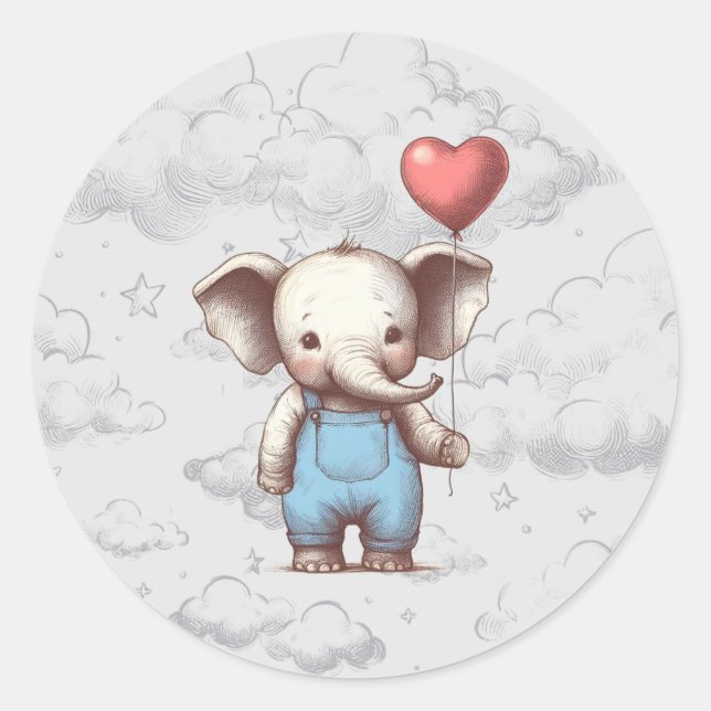 Elephant Baby Shower Classic Round Sticker (Front)