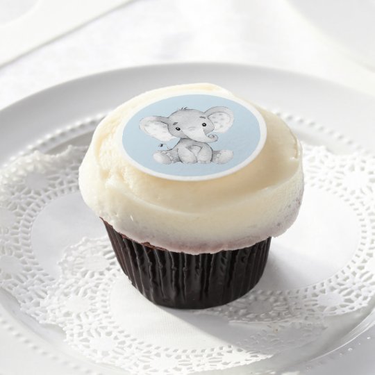 Elephant Baby Shower Cupcake Frosting Round Zazzle Com