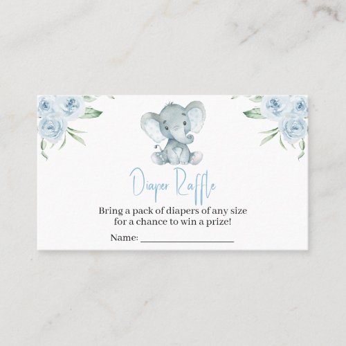 Elephant Baby Shower Diaper Raffle Business Card