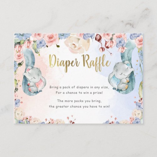 Elephant Baby Shower Diaper Raffle Card Enclosure Card