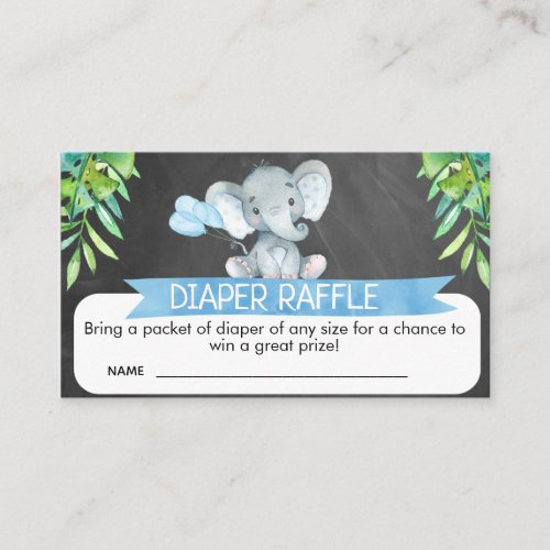 Elephant Baby Shower Diaper Raffle Card Insert