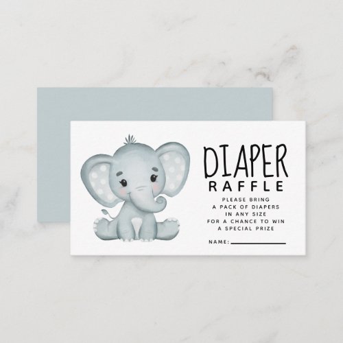 Elephant Baby Shower Diaper Raffle Enclosure Card