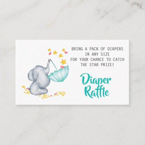 Elephant Baby Shower Diaper Raffle Enclosure Card