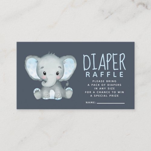 Elephant Baby Shower Diaper Raffle Enclosure Card