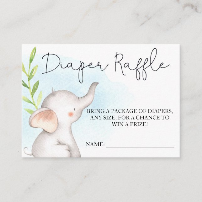 Elephant Baby Shower Diaper Raffle Insert (Front)