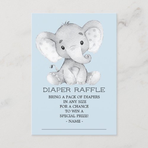 Elephant Baby Shower Diaper Raffle Ticket Enclosure Card