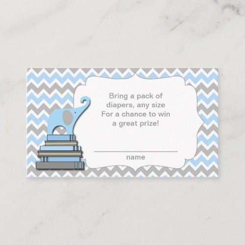 Elephant Baby Shower diaper raffle tickets blue Business Card Template