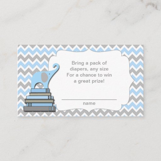 Customizable Elephant Baby Shower diaper raffle tickets blue Business Card Template