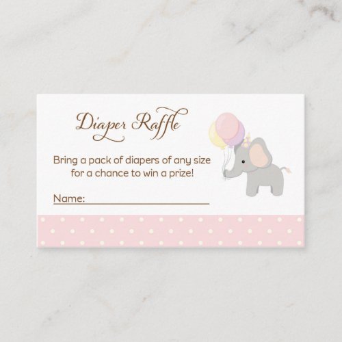 Elephant Baby Shower Diaper Raffle Tickets Enclosure Card