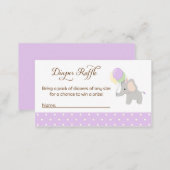 Elephant Baby Shower Diaper Raffle Tickets Enclosure Card (Front/Back)
