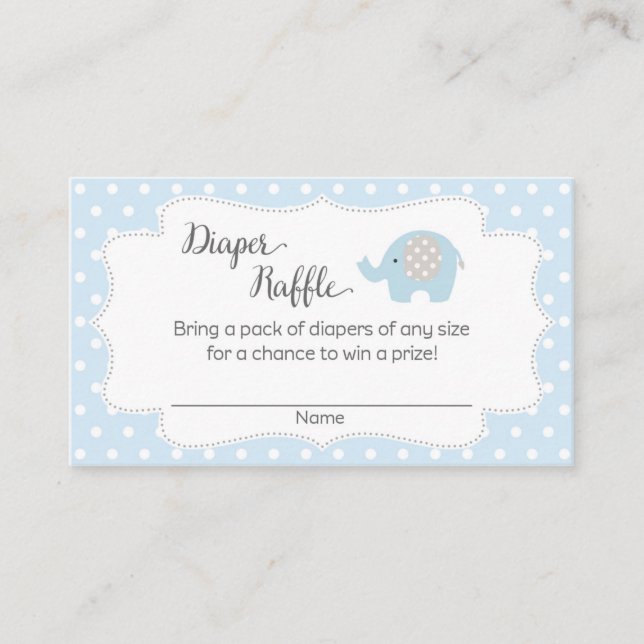 Elephant Baby Shower Diaper Raffle Tickets Enclosure Card (Front)