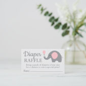 Elephant Baby Shower Diaper Raffle Tickets in Pink Enclosure Card (Standing Front)
